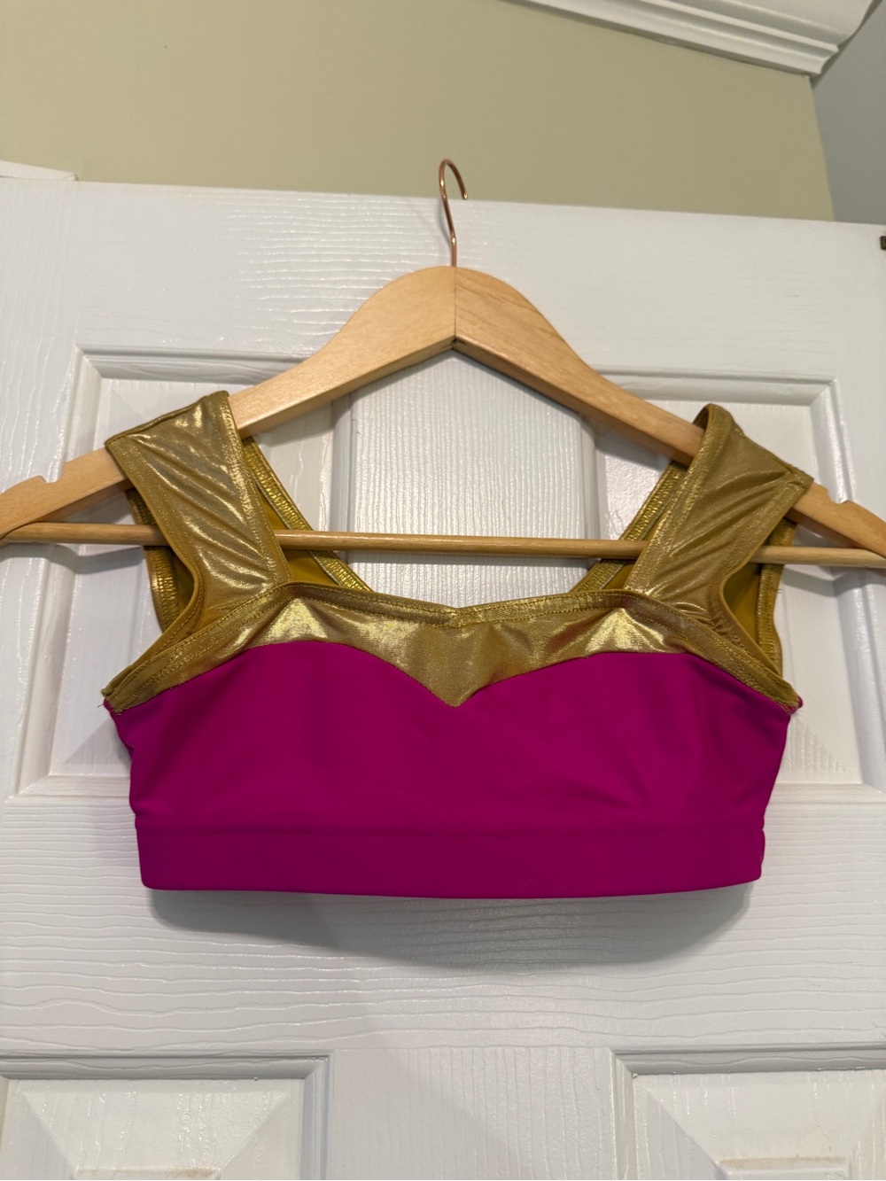 BP Designs Youth Medium Pink Gold Dance Costume 2 Piece Jazz Tap Competition Set